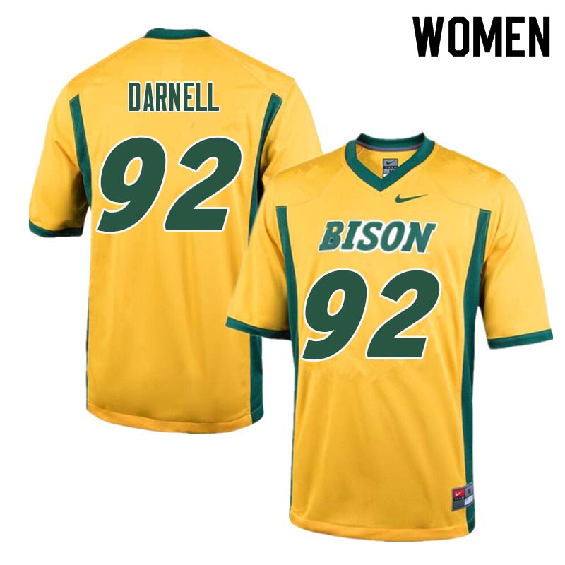 Women #92 Jack Darnell North Dakota State Bison College Football Jerseys Sale-Yellow - Click Image to Close